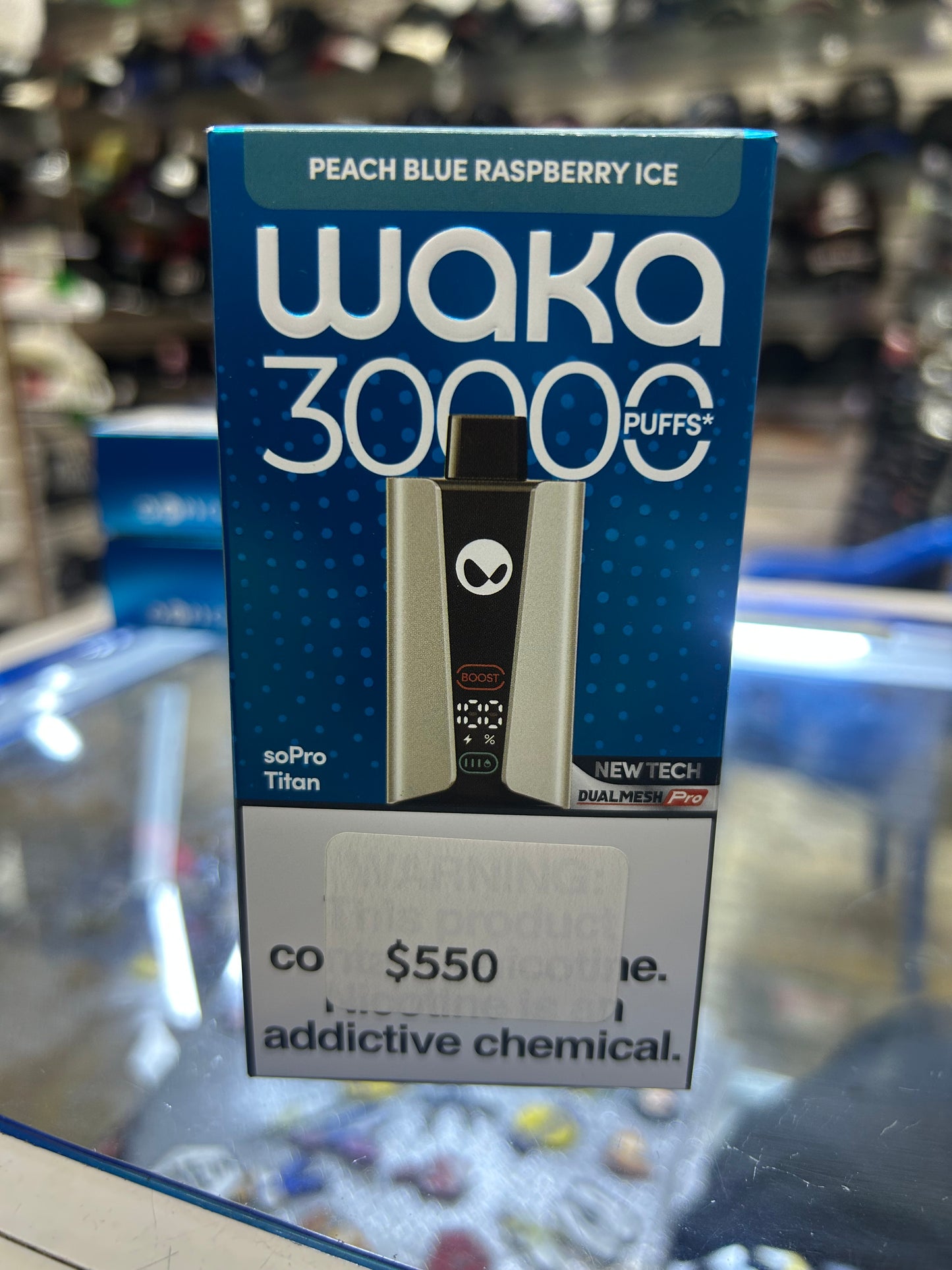 Plumón WAKA 30,000 PUFFS PEACH BLUE RASPBERRY ICE