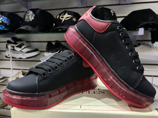 TENIS NACIONAL TIPO ALEXANDER MAQUEEN NEGRO CON ROJO SUELA CRISTAL